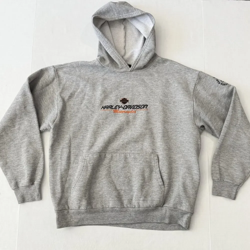 Harley-Davidson Gray Pullover Hoodie Signature Perrysburg Ohio Embroidered